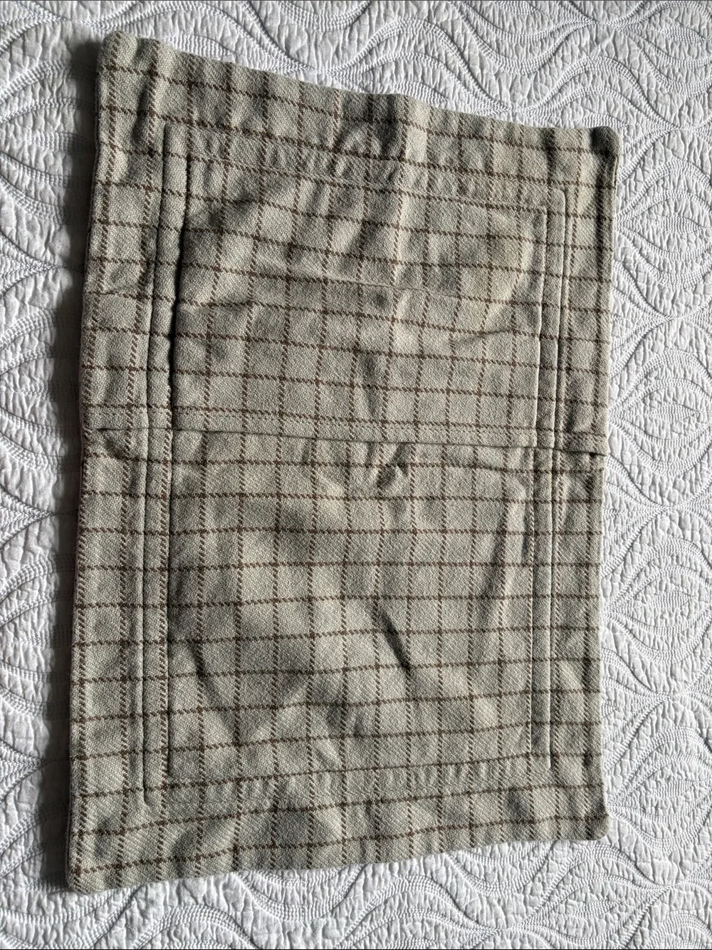 Restoration Hardware Brown and Blue Houndstooth Pillow Shams and bed skirt